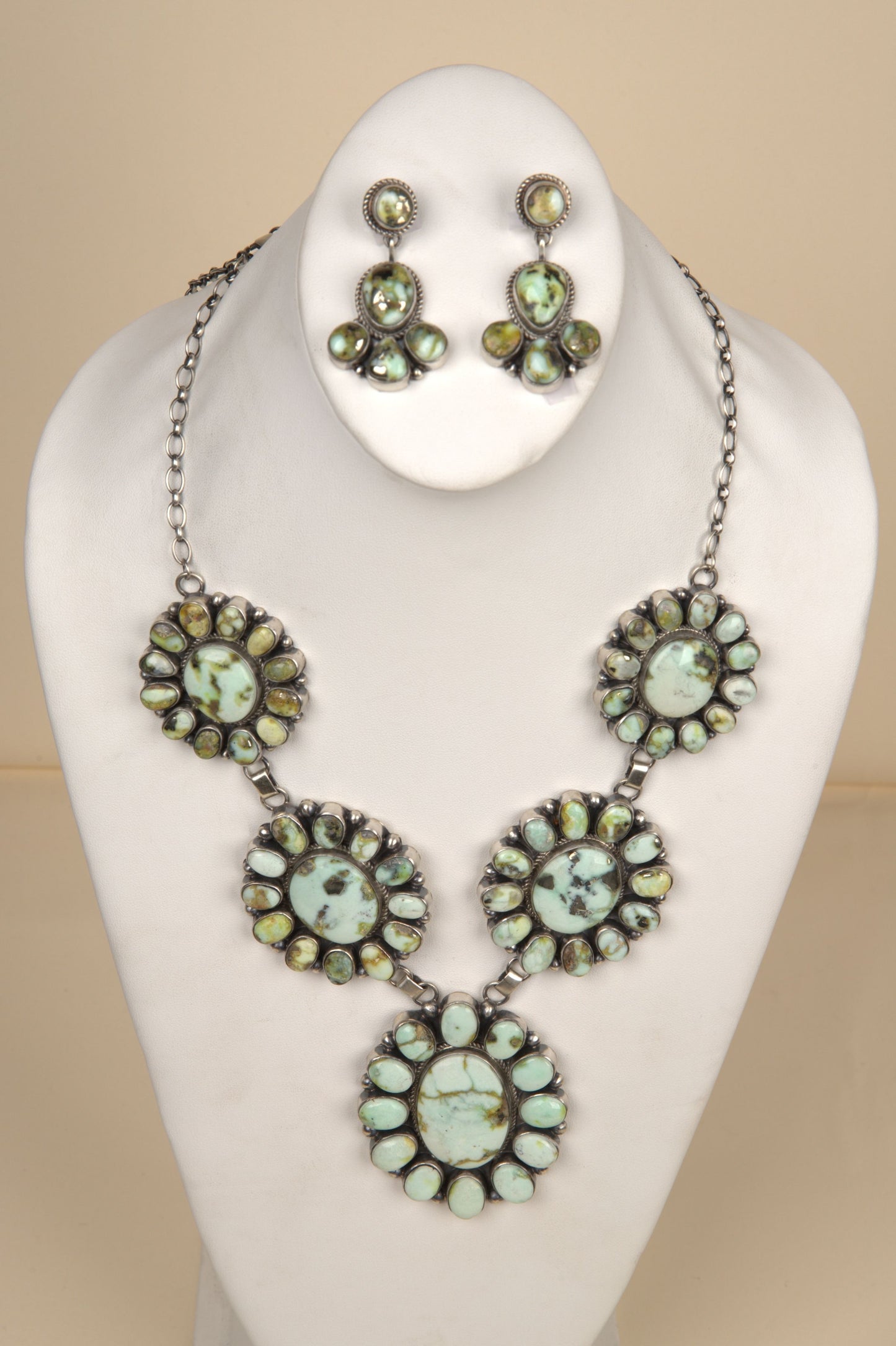 
                  
                    Navajo Handmade Palomino Turquoise Necklace and Earring Set - 13
                  
                