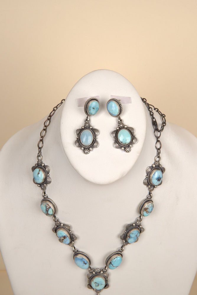 
                  
                    Navajo Handmade Golden Hills Turquoise Necklace and Earring Set- 11
                  
                