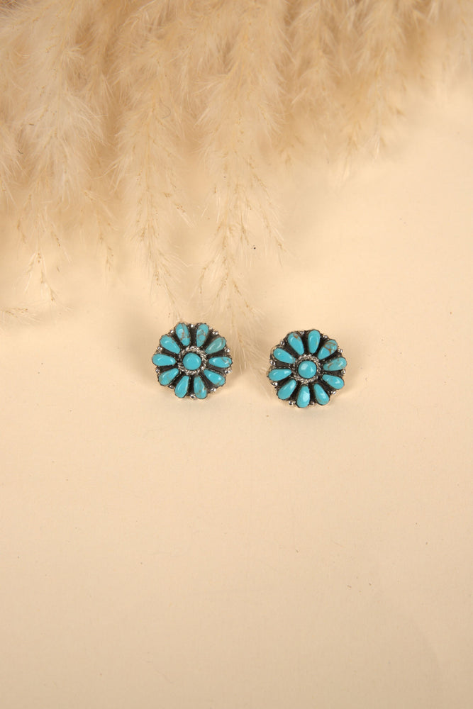 
                  
                    Navajo Handmade Kingman Turquoise Stud Earrings
                  
                