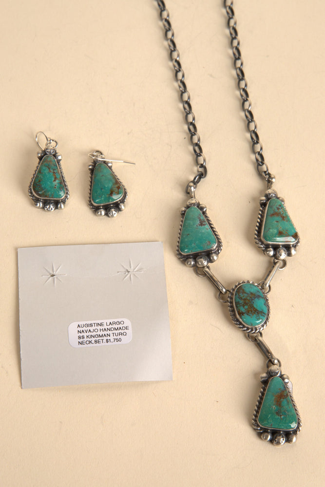 
                  
                    Navajo Handmade Kingman Turquoise Necklace Set - 17
                  
                