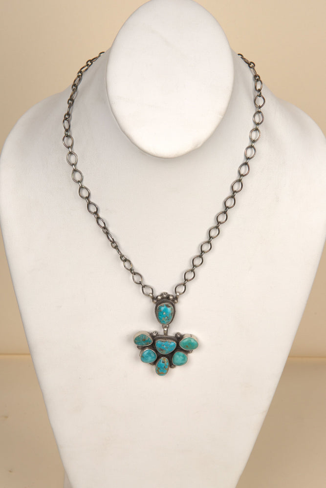 
                  
                    Navajo Handmade Kingman Turquoise Cascade Necklace
                  
                