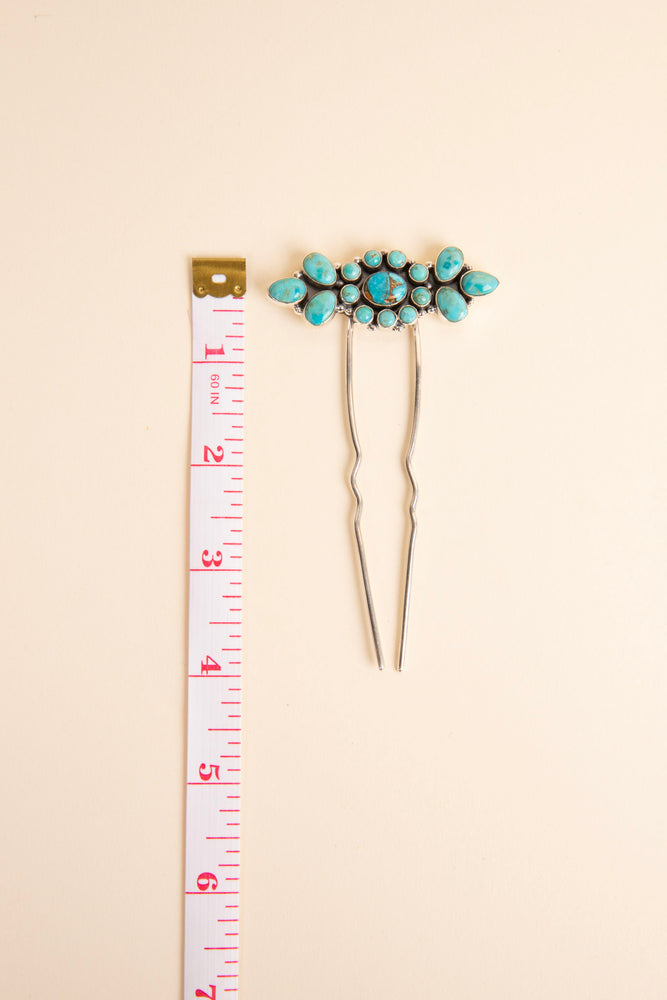 
                  
                    Navajo Handmade Large Turquoise Cluster Hair Pin
                  
                