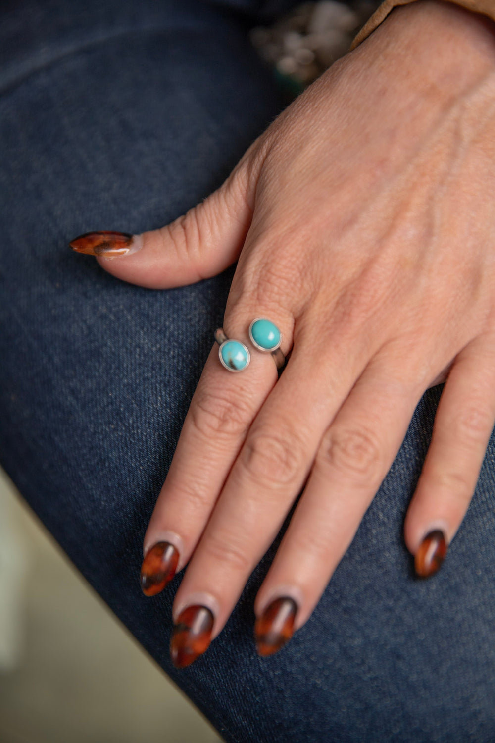 Navajo Handmade Kingman Turquoise Ring 9