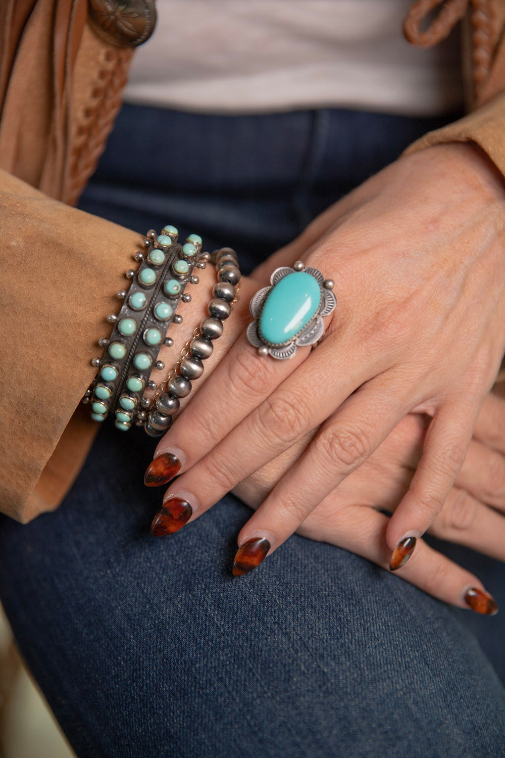 Navajo Handmade Kingman Turquoise Ring 2