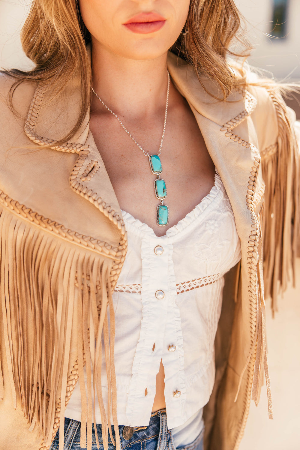 Navajo Handmade Turquoise Large Stone Necklace