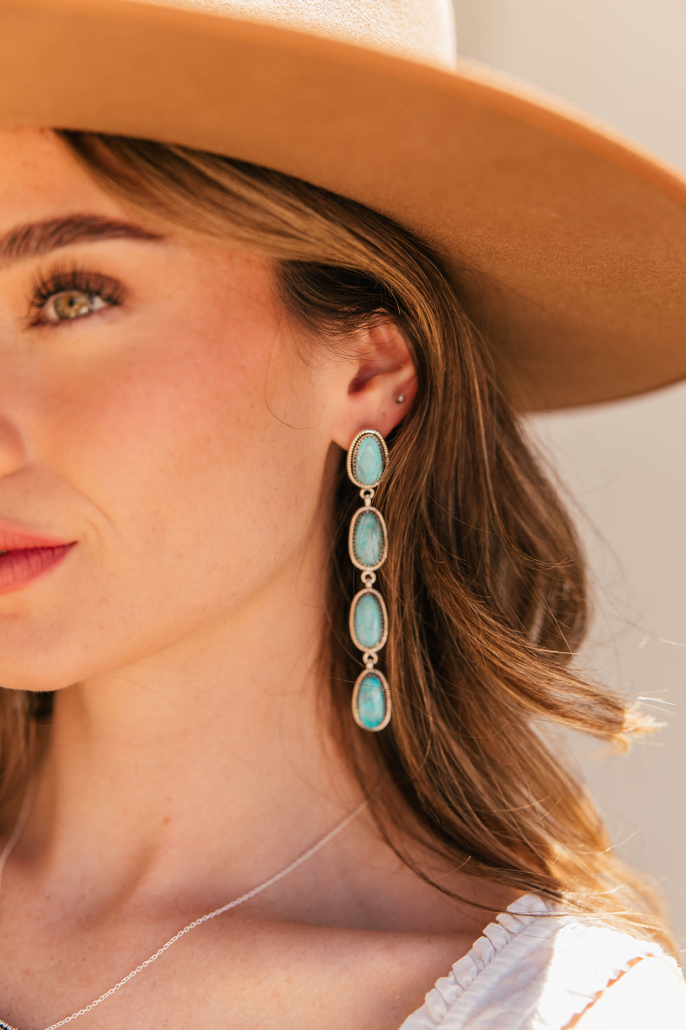 Large Stone Drop Earrings