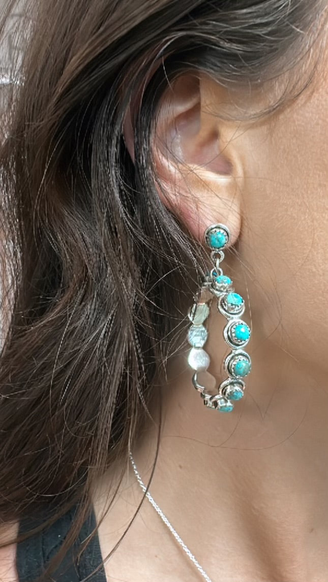 
                  
                    Kingman Turquoise Hoop Earrings
                  
                