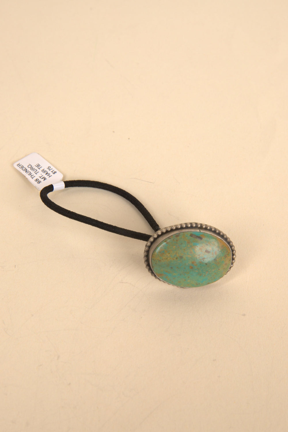 Navajo Handmade Thunder Stone Turquoise Hair Tie