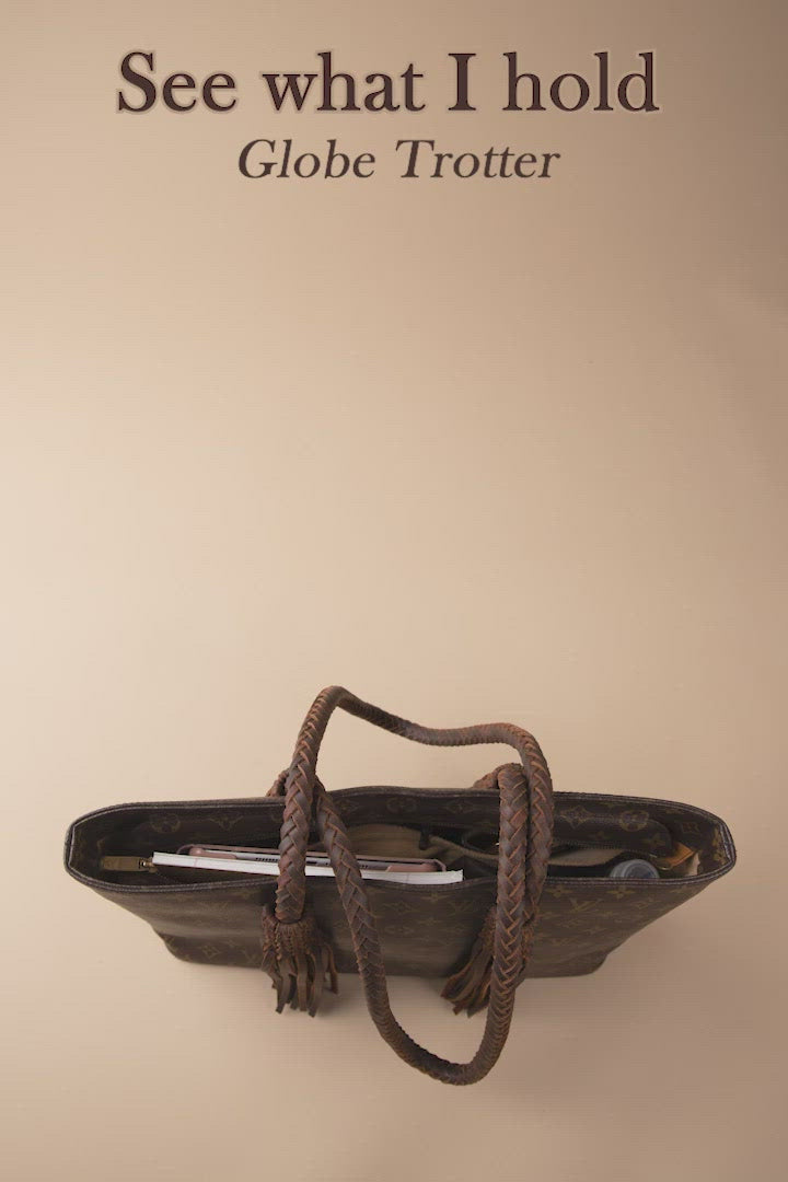 Globe Trotter Tote - with Chocolate Boho Fringe, Braided Handle Turquoise Pendant